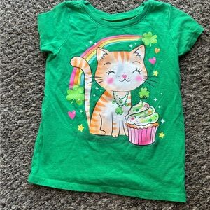 St Patrick’s Green Cat & Cupcake Graphic Tee